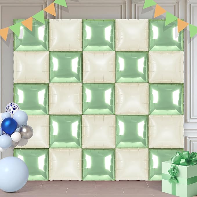 Mint and MilkWhite Square Foil Balloons 25 Pcs Metallic Mint and MilkWhite by Unknown