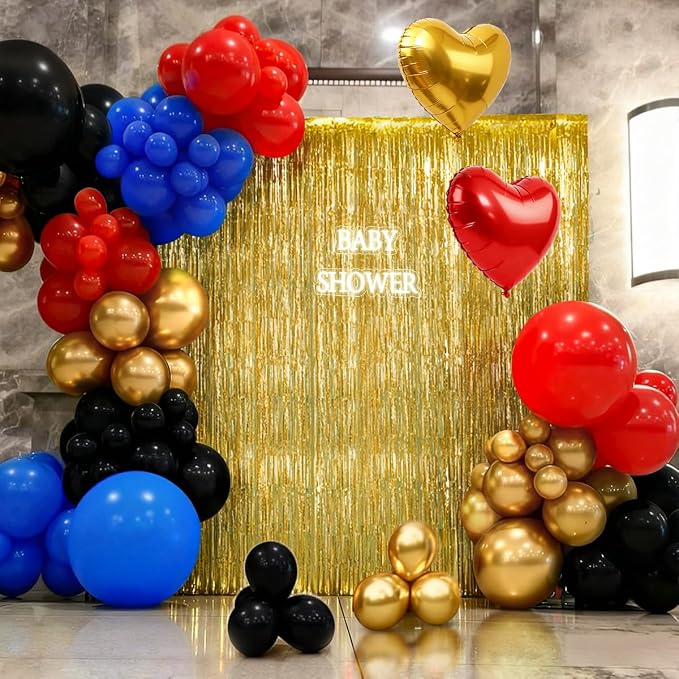 157Pcs Red Black Gold Blue Balloons Garland Arch Kit - Image 7