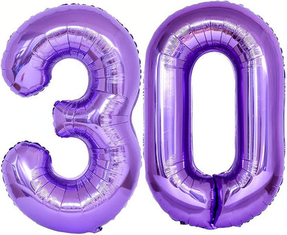 Number 30 Purple Balloons 40 Inch Giant Purple Foil 30 Helium Balloons by LHOAVWE