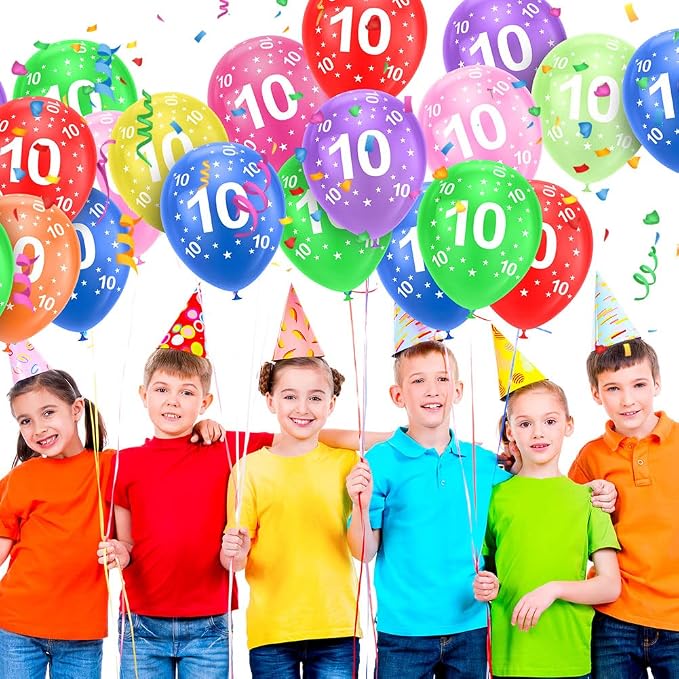 Ainiv 10th Birthday Balloons 18PCS, 12inch Numbers Printed Latex Balloons | - Image 6