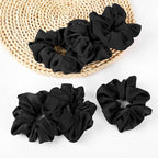 6Pcs Scrunchies for Women, Premium Satin Hair Scrunchies Sleep, Scrunchies For All Hair Types and Textures, Girls Ponytail Holders Hair Accessories -Black (Black)