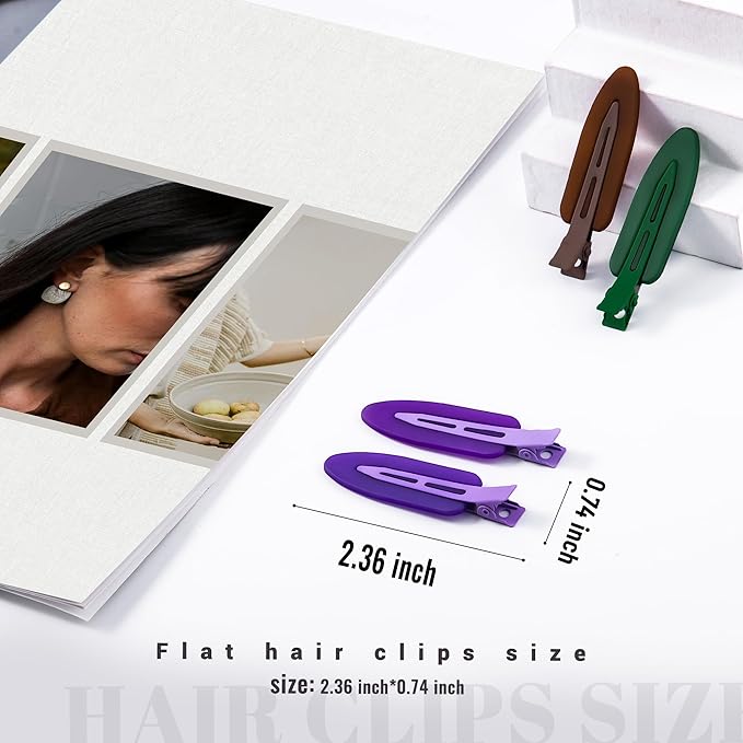 10 Pcs Creaseless No Crease No Bend Flat Hair Clips For Styling Non Slip Makeup Clips For Women Salon Hairstyle,Matte Brown Dark Blue Purple Green