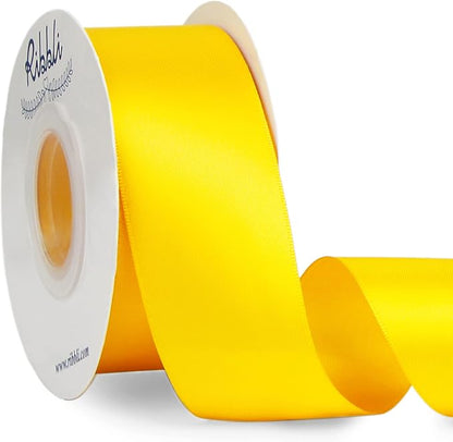 Ribbli Maize Yellow Double Faced Satin Ribbon, 1-1/2” x Continuous 25 Yards by Ribbli