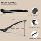 Duckbill 20 PCS Hair Clips for Sectioning -4.3” Professional Non-Slip Hair Clamps with Silicone Band, Gentle No-Mark Hold for Thick Hair, Styling & Coloring