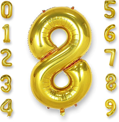 AULE 40 Inch Gold 8 Balloon Number Foil 0-9 Birthday Big Numbers | Birthday by AULE