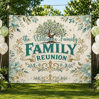 Custom Family Reunion Banner Rustic Floral Design Custom by VIRAGIL