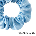 Mulberry Silk Hair Scrunchie, 100% Silk, No Damage for Frizz Prevention, Sleep Scrunchie, Hair Accessories for Women (Light Blue)-1pcs