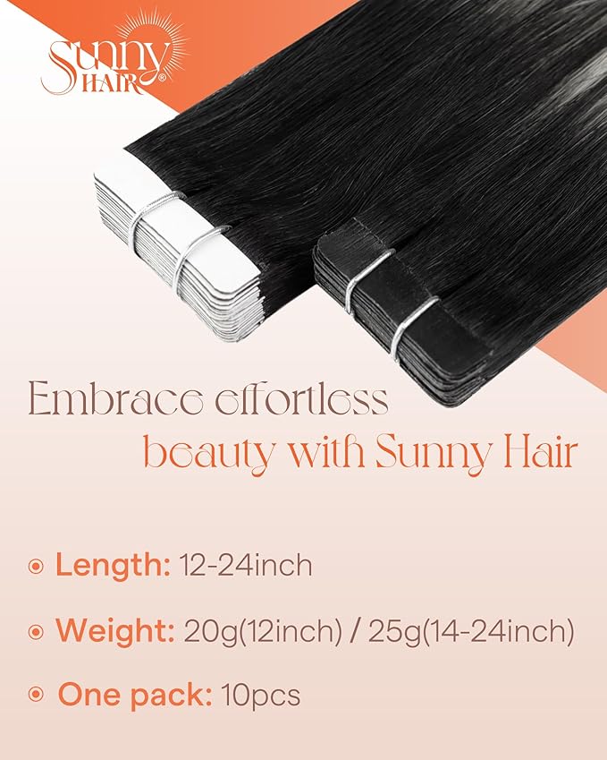 Sunny Hair Tape in Hair Extensions Real Human Hair Invisible Remy Hair Extensions Tape ins for Women Ombre Natural Black Root to Sliver Grey 18 inch 25G