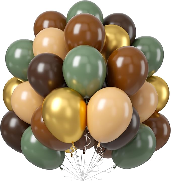 Sage Green Brown Balloons by Jobkoo