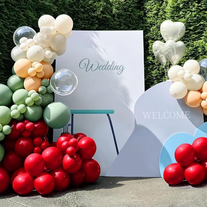 Red Green Nude White Balloon Garland Arch Kit - Image 7