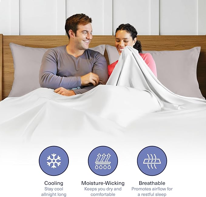 Kickoff Viscose Bamboo Pillowcase, Standard, Set of 2, 100% Organic Hidden Zippered Viscose Bamboo Pillow Case Standard Size, Cooling Pillow Cover for Hot Sleepers (20"x26", Dove Grey)