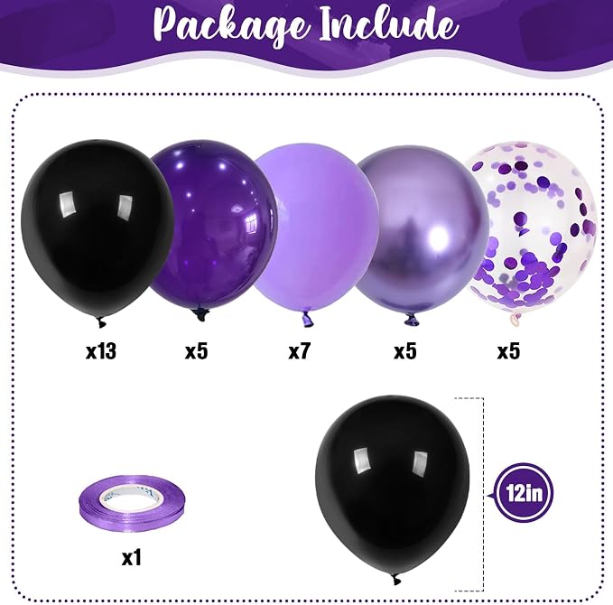 Isndare Purple Black Balloons, 12 Inch Dark Purple Light Balloons - Image 2