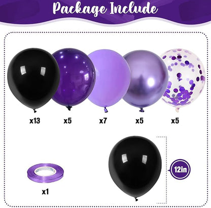 Isndare Purple Black Balloons, 12 Inch Dark Purple Light Balloons - Image 2