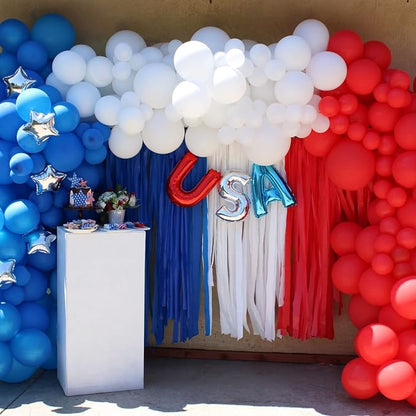 PartyWoo Red White and Blue Silver Crepe Paper Streamers 6pcs 492 FT | - Image 4