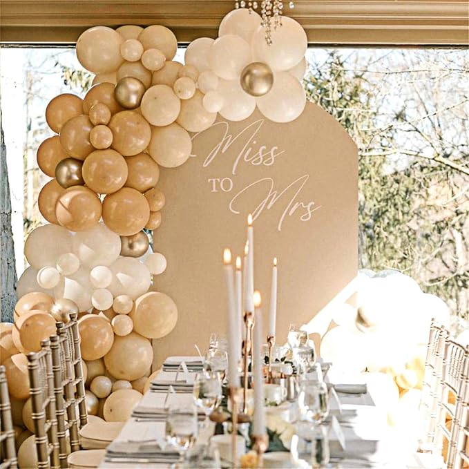 Beige White Gold Balloons, Neutral Cream Ivory Double Stuffed Nude Gold Balloons - Image 8