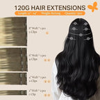 DOORES Human Hair Extensions, Ash Brown to Platinum Blonde 24 Inch 7pcs 120g, Remy Hair Extensions Clip in Human Hair Extensions For Women Clip in Natural Hair Extensions Thick Silky Straight