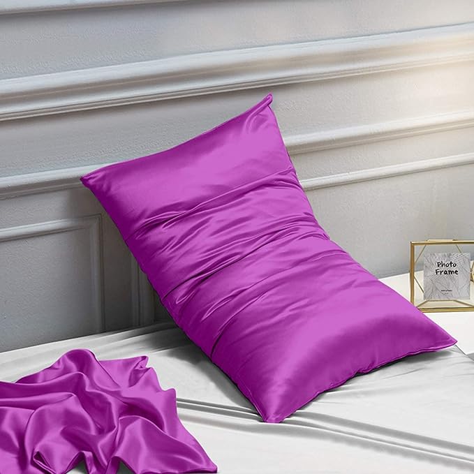 NTBAY 12 Pack Satin King Pillowcases for Hair and Skin, Luxurious and Silky Pillow Cases with Envelope Closure, 20 x 36 Inches, Purple