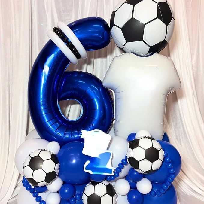 Soccer Balloons, Metallic Blue Silver Balloons - Image 6