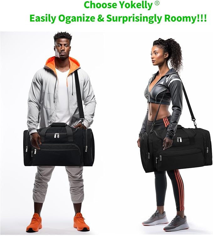 Gym Bag 22 inch Sport Duffle Bag for Men - 55L Weekender Duffel Bag for Travel 22“×12”×13“ - Black