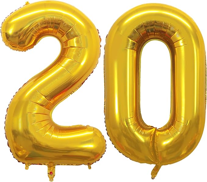 Number 20 Balloons for 20th Birthday Party Decorations, 42 Inch Jumbo Foil by GOER