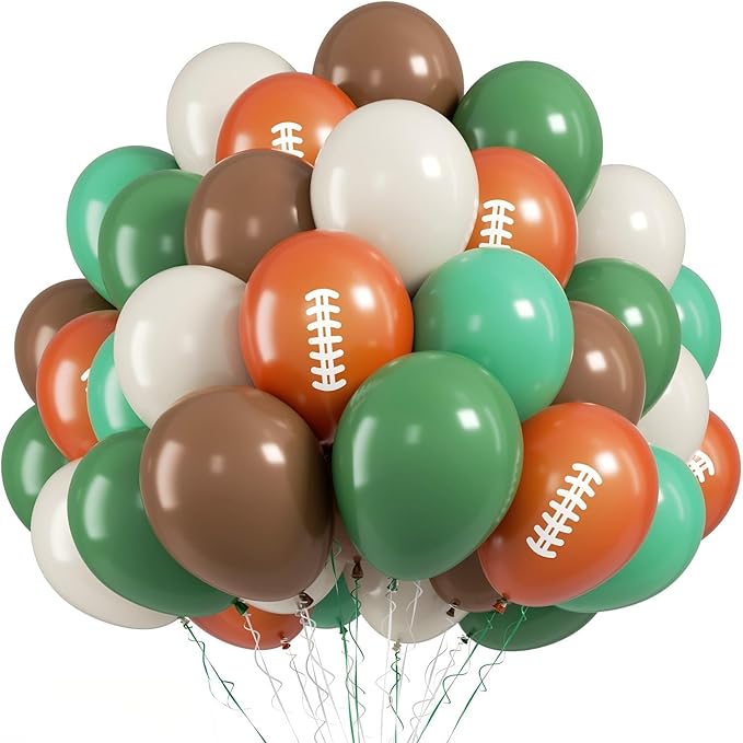 FunHot Football Balloons, 12 Inch Ivory Retro Green Football Printed Latex by FunHot