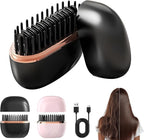 Mini Straightener, Rechargeable Portable Hair Straightener Brush, 3-Speed Temperature Control, Anti-Scald Shell, Lightweight & Portable Travel (Black)