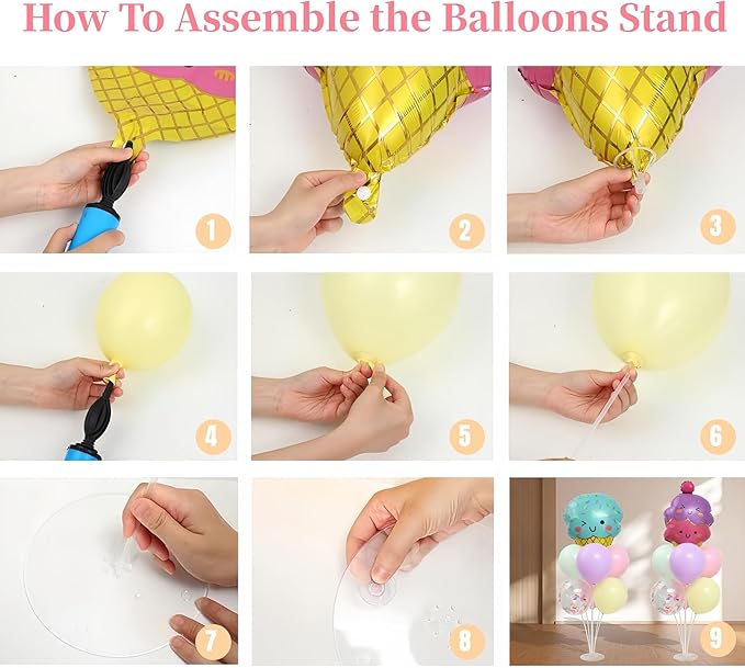 Ice Cream Party Balloons Stand for Table 2 Sets - Image 6