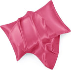 Peach Red Satin Pillowcase Queen Size Set of 2 for Hair and Skin, Peach Red Silk Pillowcase Breathable Pillowcase with Envelope Closure