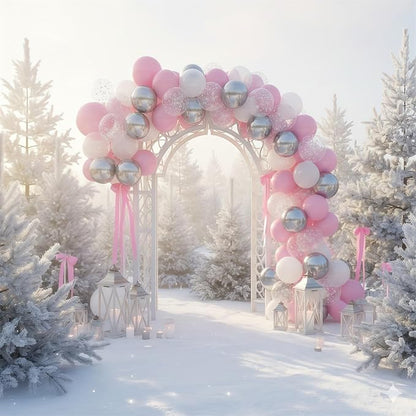 Pink and Silver Balloons, Pastel Light Pink Pearl White Metallic Silver Latex - Image 5