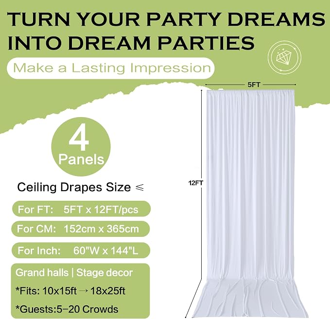 20ft×12ft White Backdrop Curtain - Image 8