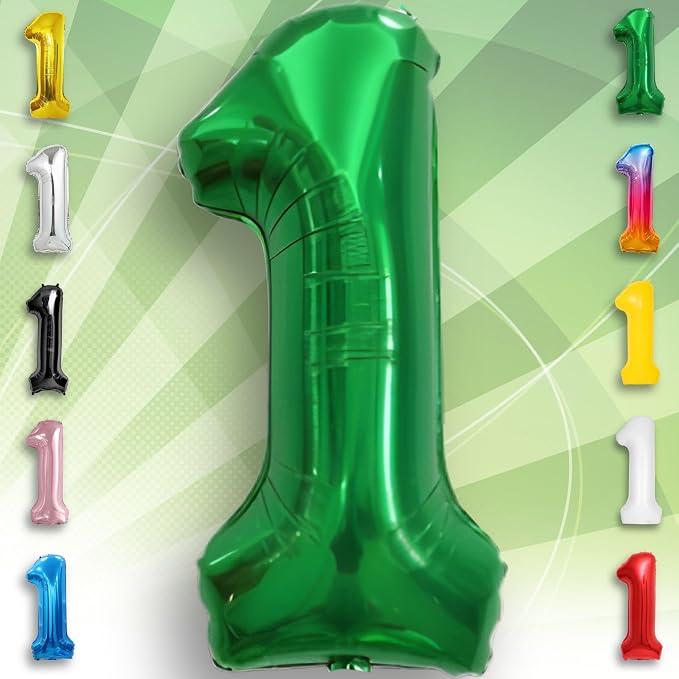 Green Number Balloon 1 Mylar Foil Balloons 16 inch - Image 6