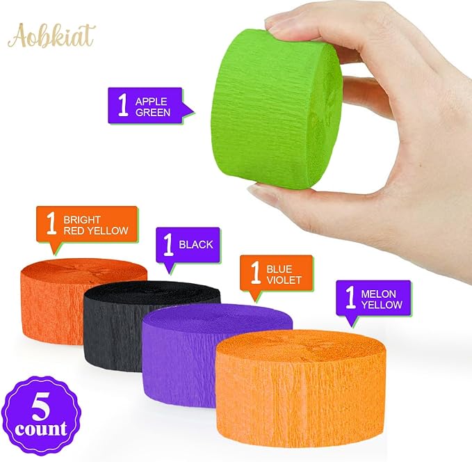 AOBKIAT Halloween Streamers Party Decorations, in Orange Purple Black Green | 5 - Image 5