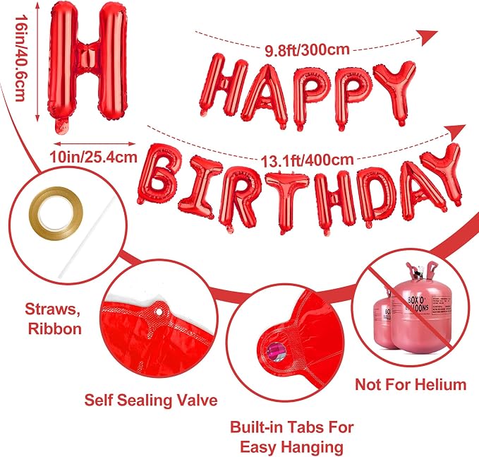 LIOZEOKUN Happy Birthday Balloon Letters 16 inch Mylar Foil Birthday Balloons - Image 2