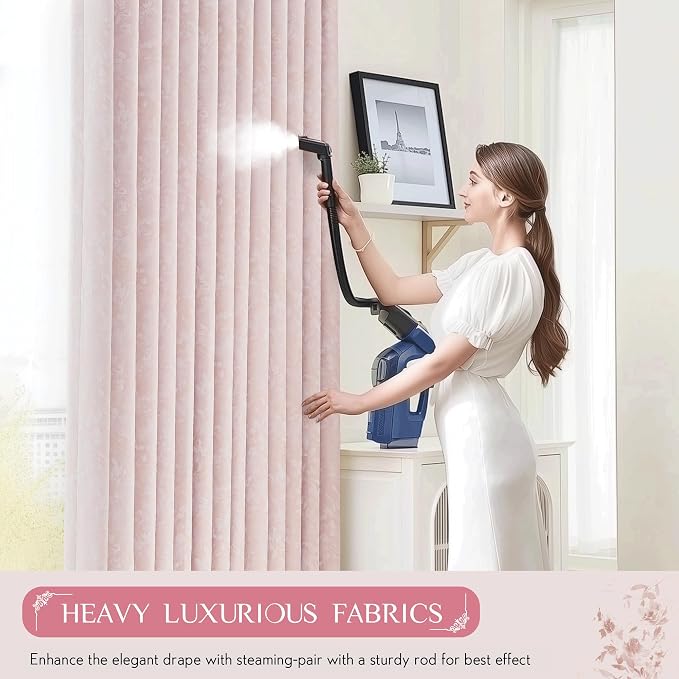 Beauoop Pink Floral Jacquard Blackout Curtains - Image 7