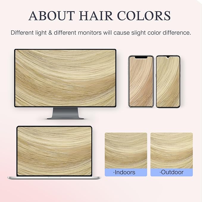 DOORES Invisible Clip in Hair Extensions 14 inch 110g 7pcs, Real Human Hair Invisi Edge Clip in Extensions, Virgin PU Clipins Straight Thickening, 16/22 Light Blonde Highlighted Golden Blonde