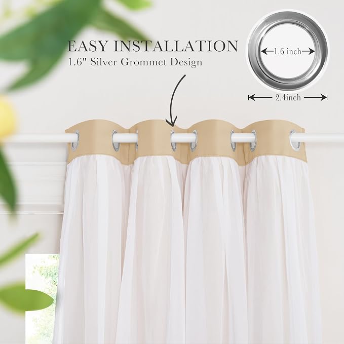 PONY DANCE Sheer Window Curtains, 52 by 95 in, Biscotti Beige, 2 Pieces | Mix & - Image 8