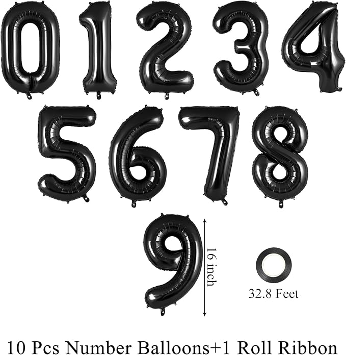16 Inch Number 0-9 balloons, Small Mylar Numbers Balloon Custom Digital Balloons - Image 2