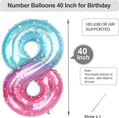 Number Balloons 40 Inch Pink Blue Purple 7 Balloon - Image 5