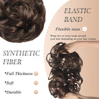 Large Messy Bun Hair Piece Curly Synthetic Extensions Scrunchies Fake Chignon Updo Hairpieces for Women Medium Natural Brown