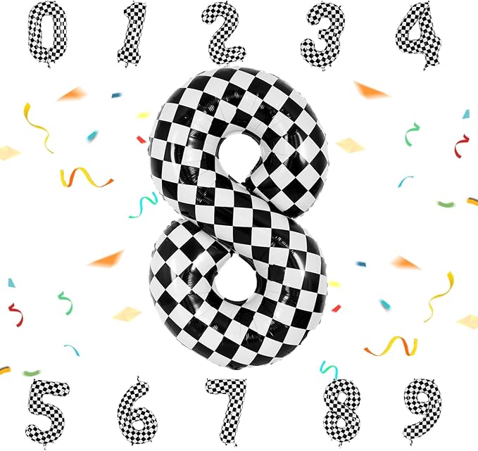 40 Inch Checkered Number 8 Balloon by Unknown