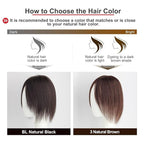 Real Human Hair Topper Pieces Double-Monofilament Top Hand-Tied Mid Length for WomenThinning Hair BHADS914 (BL Natural Black × Hair Length:9.8"(25cm), Base Size:3.5"×5.5"(9cm×14cm))