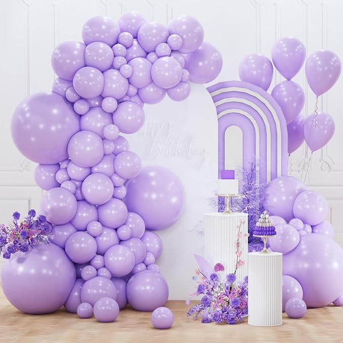 PartyWoo Lavender Balloons 152pcs Light Pastel Purple Lilac Color | 18 12 10 5 by PartyWoo