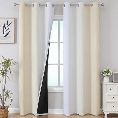 Beige and Greyish White Blackout Curtains by ESTELARTEXTILER