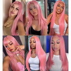 30 32 34 Inch Pink Straight Bundles Human Hair Pure Pink Bundles Niegmeag Hair Double Weft Grade 8A Brazilian Virgin Remy Hair Extensions For Woman 100g/Pc