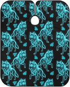 Adjustable Salon Cape, Dyeing Salon Apron Cool Cyan Wolf Art Shampoo Cutting Household Capes Wrap for Hair Dye