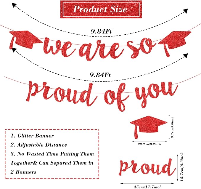 2026 Graduation Decorations Pre-Strung Blingbling We Are So Proud of You Banner - Image 7