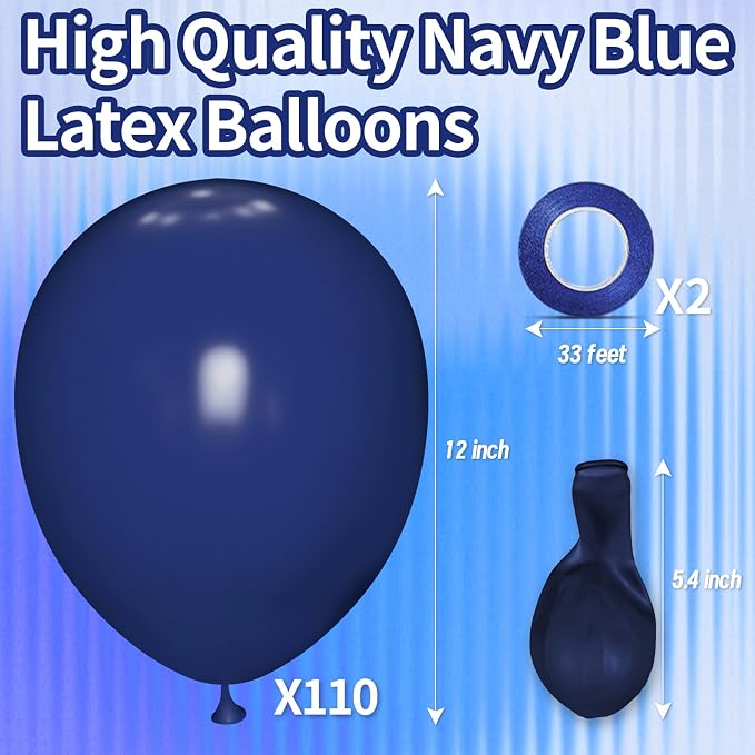 Navy Blue Balloon 110pcs, 12 Inch Thickened Latex Party Balloons Helium Bright - Image 5