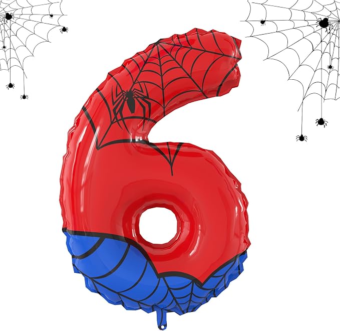 40 Inch Giant Spider Theme Number Foil Balloons Large Number 6 Balloons Kids by SIXONEAIEN