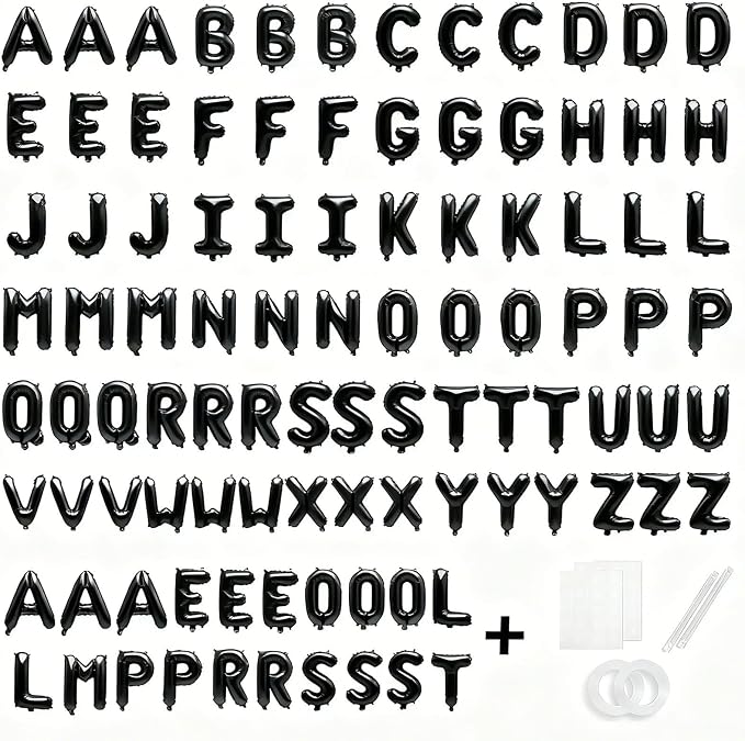 98 Pcs Black Letter Balloons, Custom 3 Set A-Z Set - Image 2