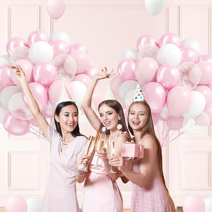 60pcs Pink and White Balloons 12inch - Image 8